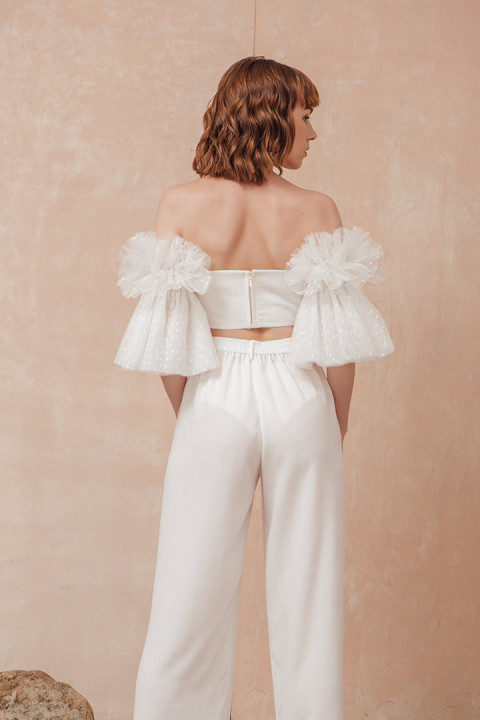 White COLTON Cropped Top