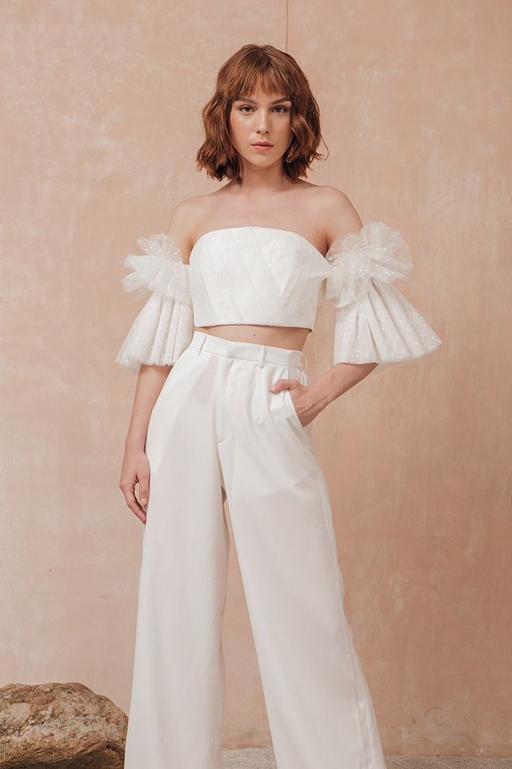 White COLTON Cropped Top