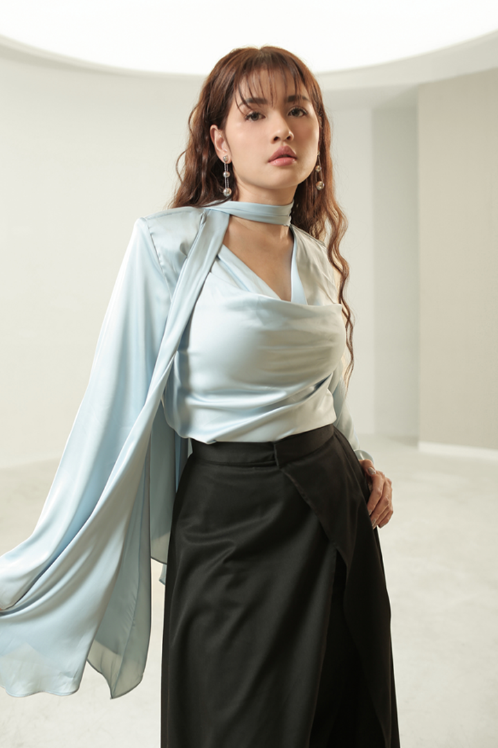 Brume Silk Top - Sky Blue