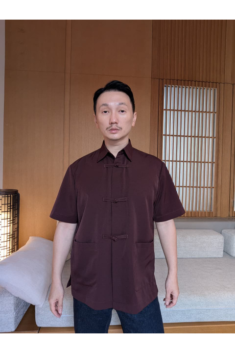 Oolong Top Men with Short Sleeves in Maroon