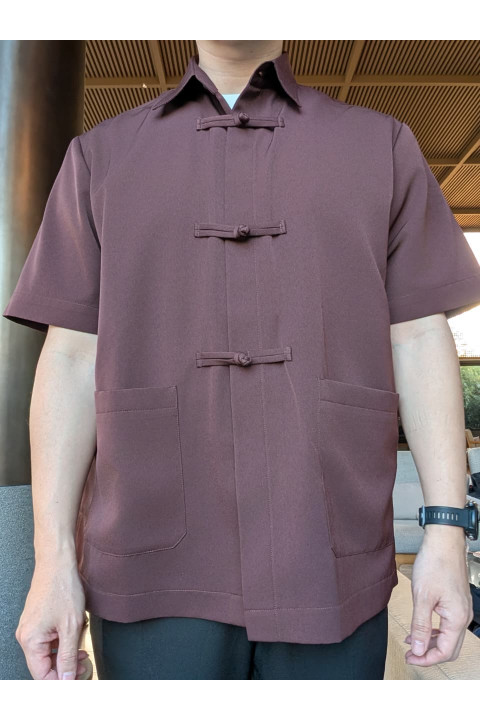 Oolong Top Men with Short Sleeves in Maroon